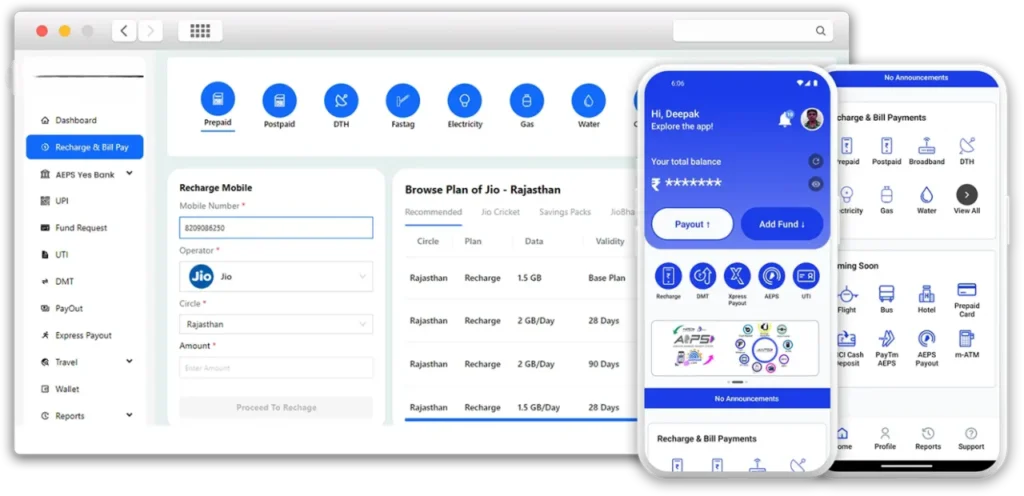 Mobile Recharge+AEPS Admin Software